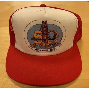 Vtg 80's San Francisco 50th Anniversary Trucker Snapback Hat Golden Gate Bridge